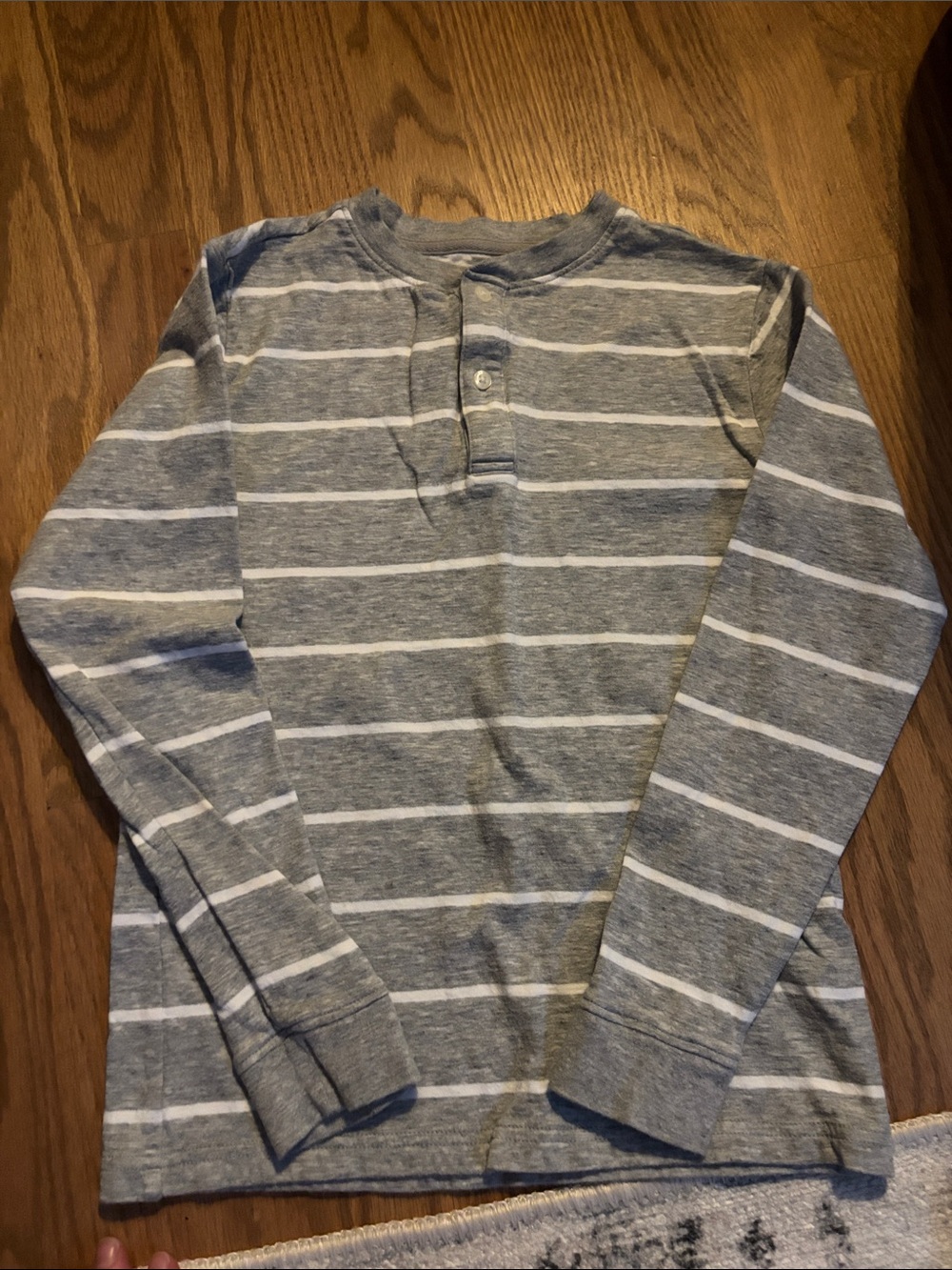 Janie and Jack Gray & White Striped Long-Sleeve Henley